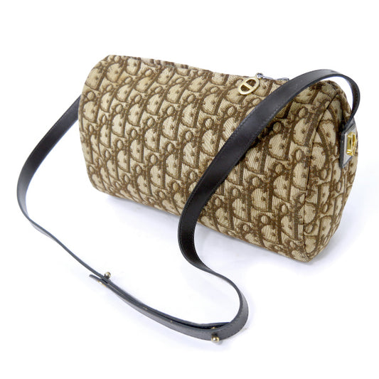 Old Dior トロッター柄 筒型2WAYバッグ(茶)