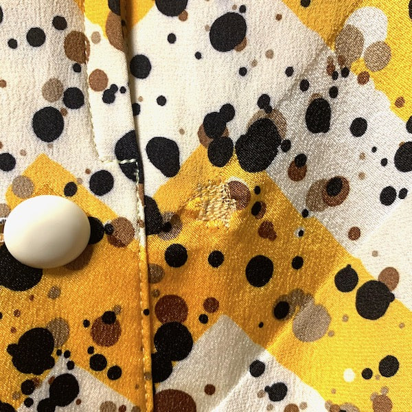 Old Dior ランダムドットとろみシルクブラウス (黄系)