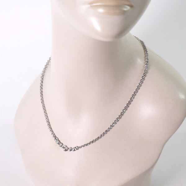 C.Dior CDロゴ×ジルコニア ネックレス(シルバー)