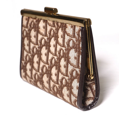 Old Dior トロッター柄 がま口ポーチ(茶)