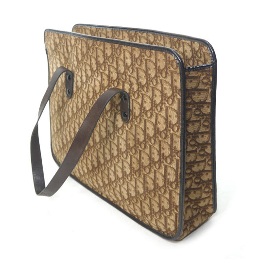 OLD Dior トロッター柄CDロゴA4トートバッグ(茶)