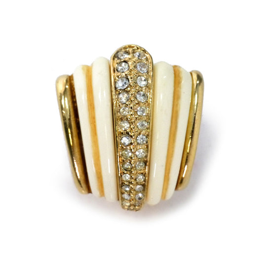 Old Dior Vintageジルコニア×ホワイト イヤリング