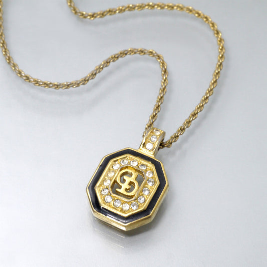 C.Dior オクタゴン型ネックレス(ジルコニア×ゴールド×ブラック)