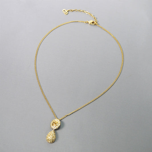 OLD Dior ドロップ型CDロゴ ネックレス(ゴールド)
