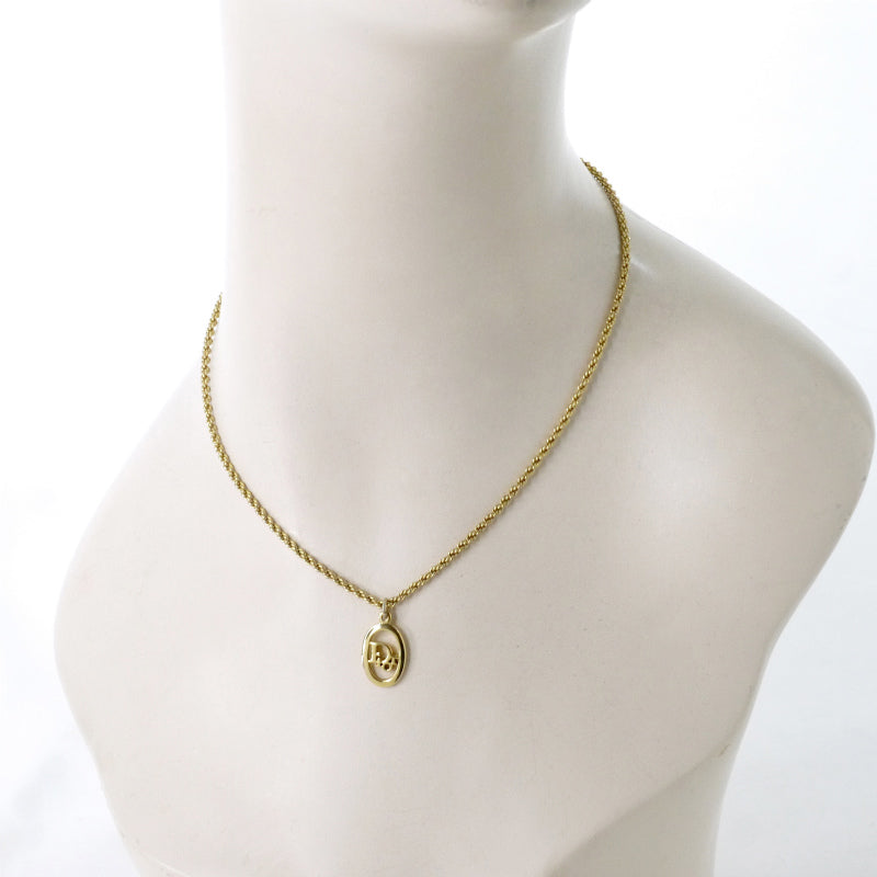 C.Dior オーバルロゴカットアウトネックレス(ゴールド)