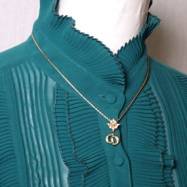 OLD Dior CDロゴ ジルコニアネックレス(ゴールド)