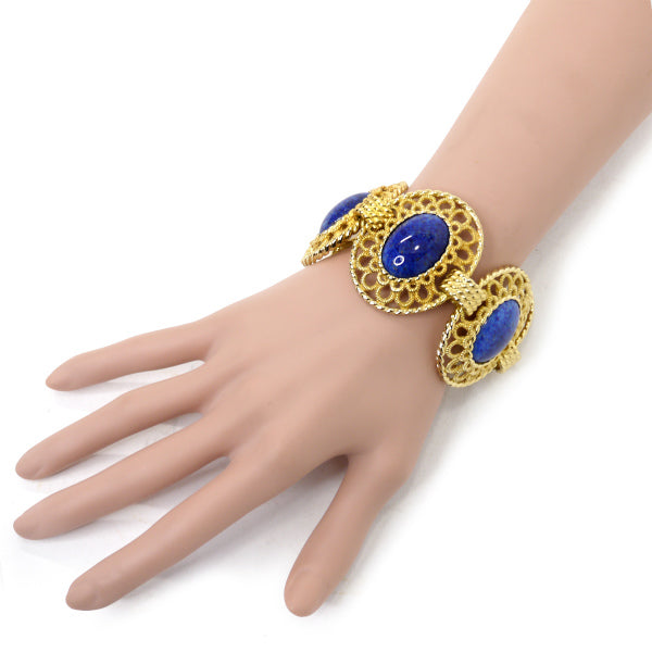 C.Dior ラピスラズリ 天然石ブレスレット(ゴールド)