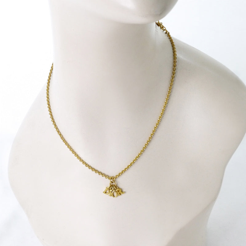 C.Dior ミニロゴチャームネックレス(ゴールド)