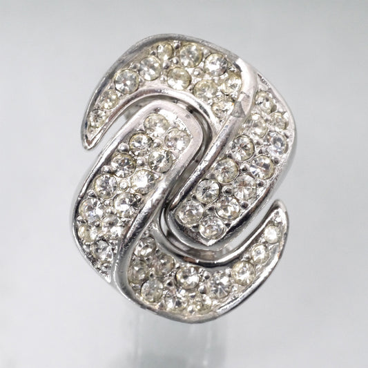 C.Dior ラインストーンイヤリング(シルバー)