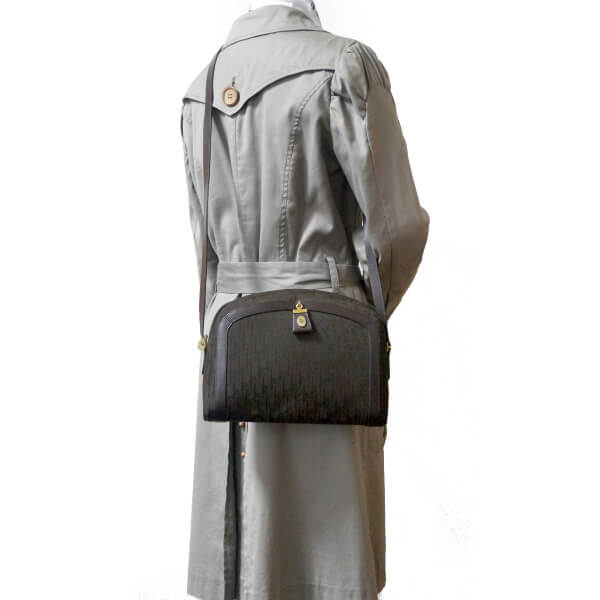 OLD Dior トロッター柄 半円斜め掛けショルダー(茶)