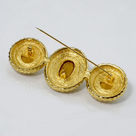 OLD Dior カラーストーン付きブローチ(ゴールド)