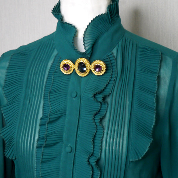 OLD Dior カラーストーン付きブローチ(ゴールド)