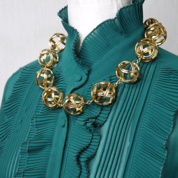 OLD Dior 透かしデザインボール ネックレス(ゴールド)