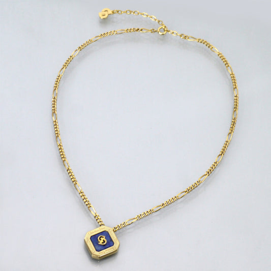 OLD Dior CDロゴ ラピスラズリ天然石ネックレス(ゴールド)