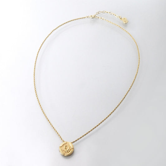 C.Dior ラウンドロゴ コインネックレス(ゴールド)