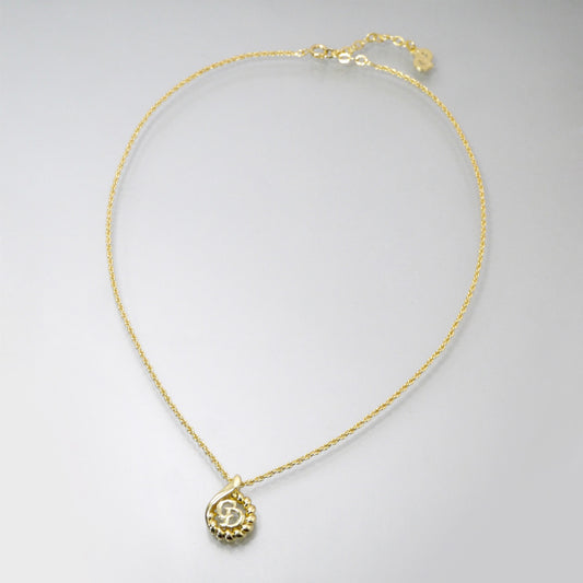 C.Dior ツイストラウンドロゴカットアウトネックレス(ゴールド)