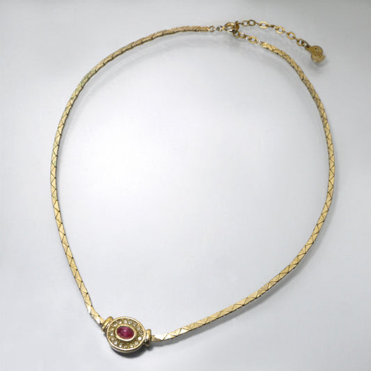 OLD Dior カラーストーンネックレス(金古美)
