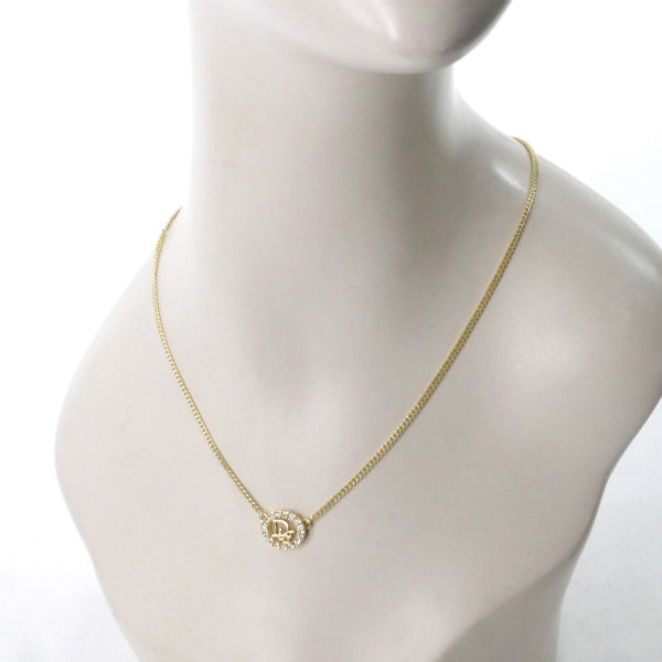 C.Dior ラインストーンオーバルロゴネックレス(ゴールド)