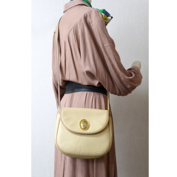 OLD Dior 総革オーバルロゴ金具2WAYショルダー(クリーム)