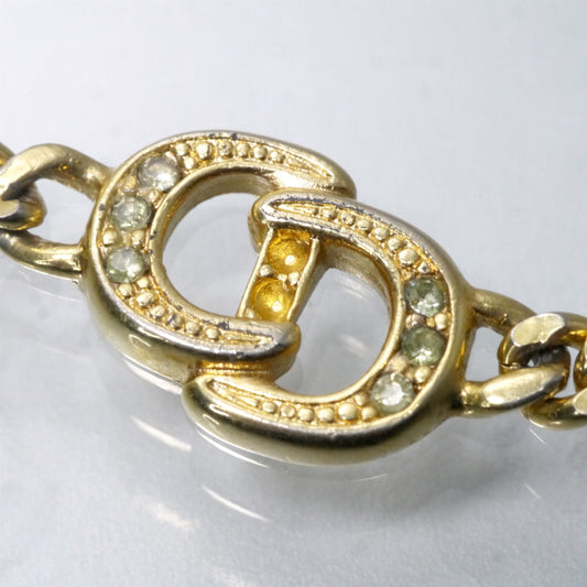 C.Dior CDロゴストーン チェーンブレスレット(ゴールド)