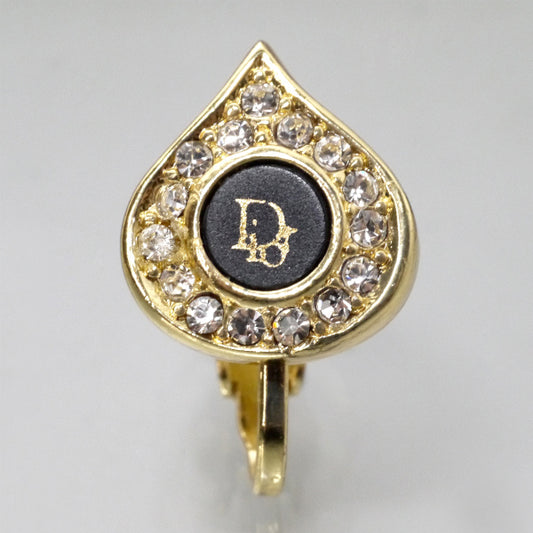C.Dior ドロップ型ロゴイヤリング(ジルコニア×ブラック)
