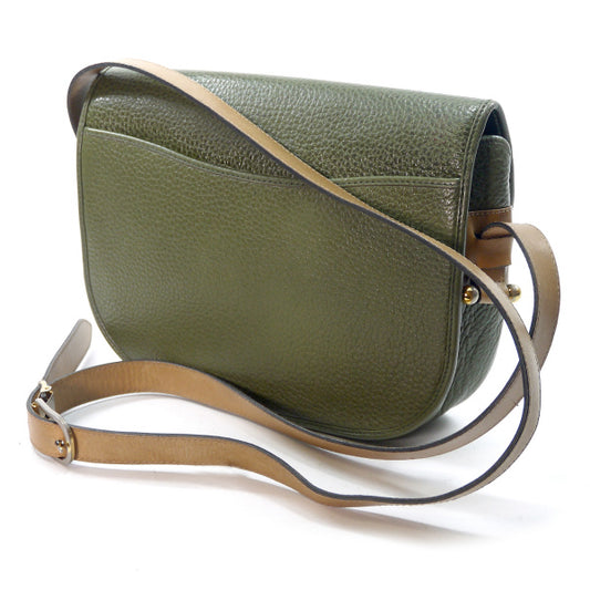 Old Dior バイカラー総革 ポシェット(緑×キャメル)