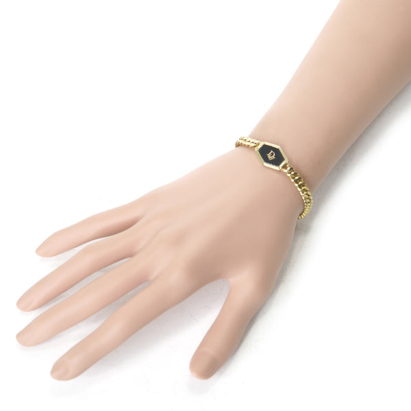 C.Dior ロゴ チェーンブレスレット(ゴールド×黒)