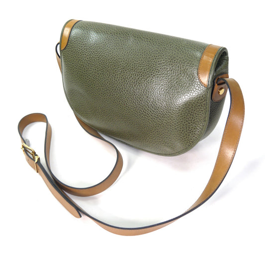 Old Dior バイカラー総革半円ショルダー(緑×キャメル)