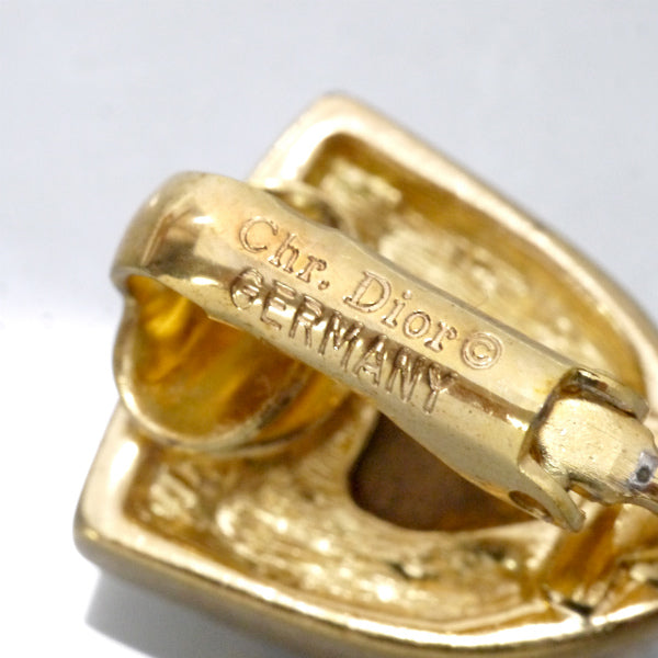 C.Dior ブルーストーン イヤリング(ゴールド)