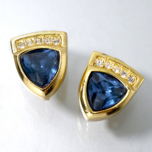 C.Dior ブルーストーン イヤリング(ゴールド)