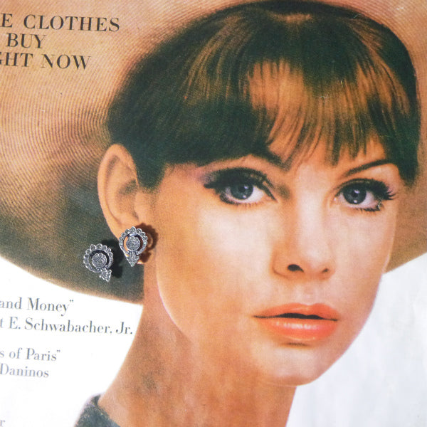 C.Dior ストーン デザインイヤリング(シルバー)