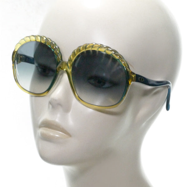 Old Dior ロープデザイン 70sサングラス(ブルー系)
