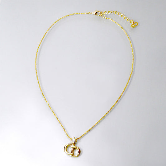 C.Dior CDロゴストーンネックレス(ゴールド)