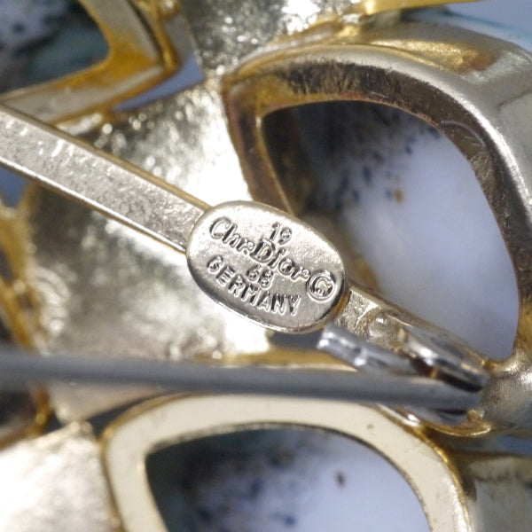 OLD Dior ターコイズフリンジデザインブローチ(ゴールド)