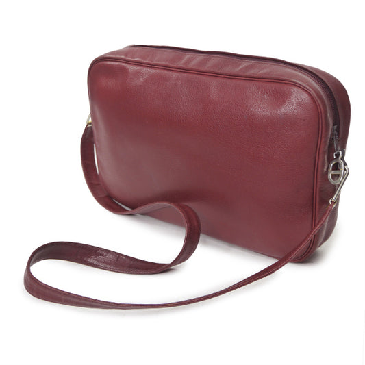 Old Dior 総革CDロゴ横長ワンショルダー(濃赤)