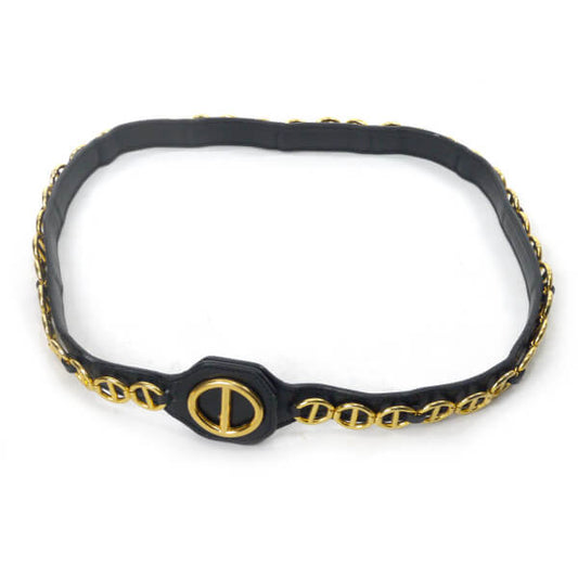 Old Dior レザーチェーン ウエストベルト(黒)