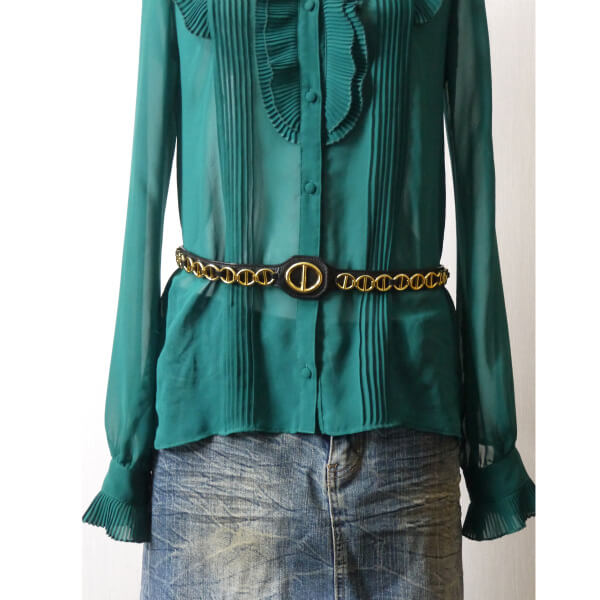 Old Dior レザーチェーン ウエストベルト(黒)