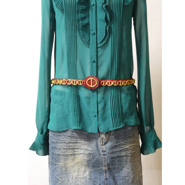 Old Dior レザーチェーン ウエストベルト(赤)