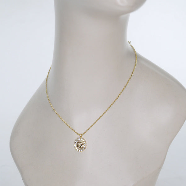 C.Dior ラインストーンロゴネックレス(ゴールド)