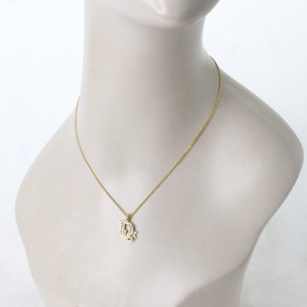 C.Dior ラインストーンロゴモチーフネックレス(ゴールド)