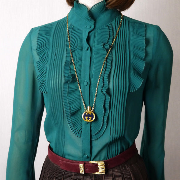 OLD Gucci GGマーク香水ボトル ペンダント(青/ゴールド)