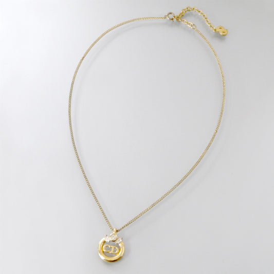 C.Dior ラウンドCDロゴ ネックレス(ゴールド/クリスタル)