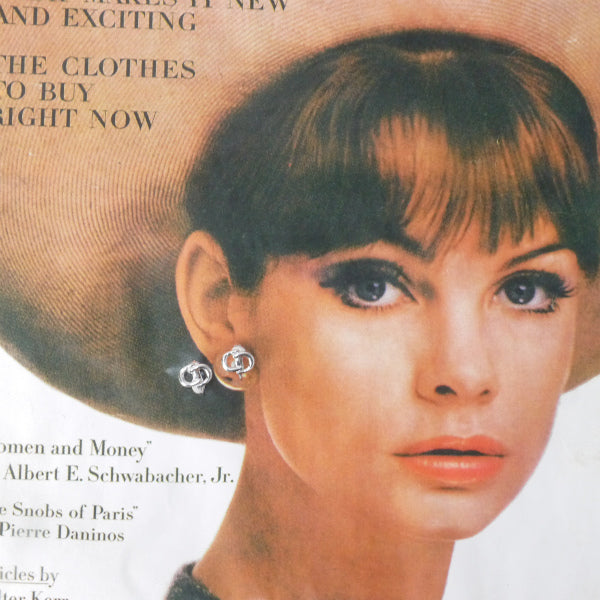 C.Dior ロゴプレートイヤリング(シルバー)