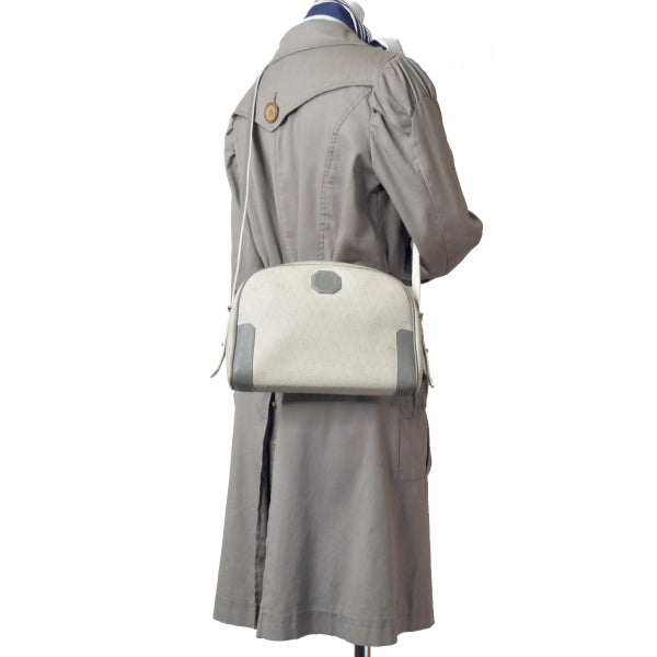 OLD Dior ハニカム柄半円ショルダー(白×グレー)