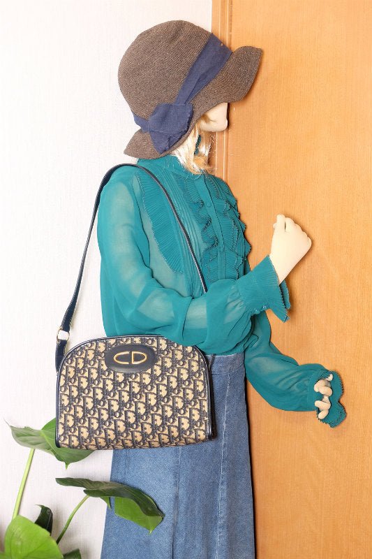 OLD Dior トロッター丸型ショルダー(青系)