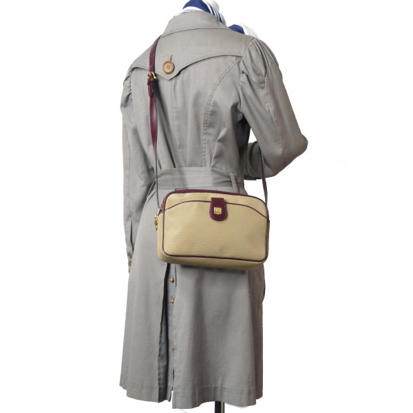 オールドセリーヌ レザーコンビポシェット(ベージュ)