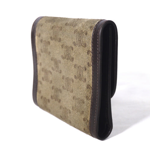 OLD CELINE マカダム柄スエード財布(ベージュ)