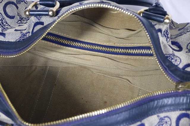 Old Celine(馬車柄)筒型ボストン(青)