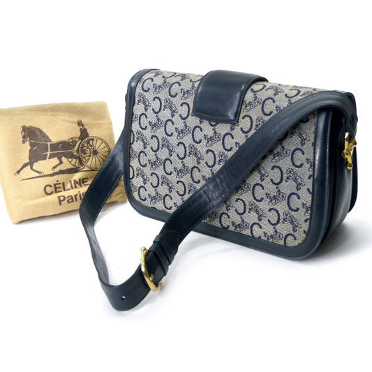 OLD CELINE 馬車金具ジャガード ワンショルダー(紺)