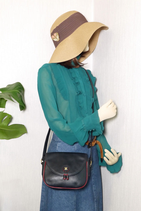 Old Celine 総皮ポシェット(濃紺)